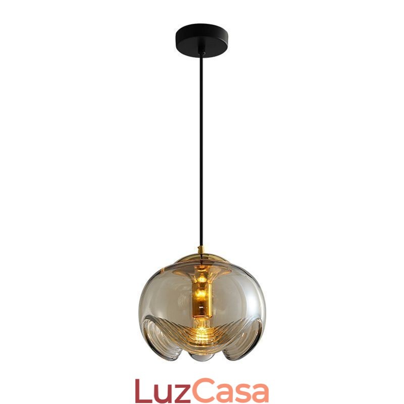 Luminária pendente de vidro Stamen Luminária de teto de ferro forjado minimalista moderna