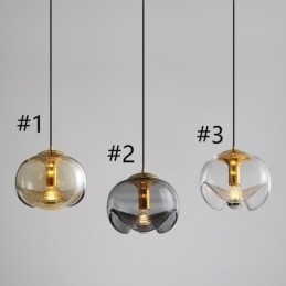 Luminária pendente de vidro Stamen Luminária de teto de ferro forjado minimalista moderna