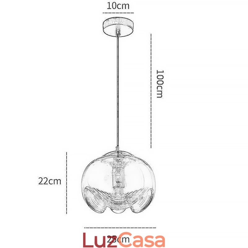 Luminária pendente de vidro Stamen Luminária de teto de ferro forjado minimalista moderna