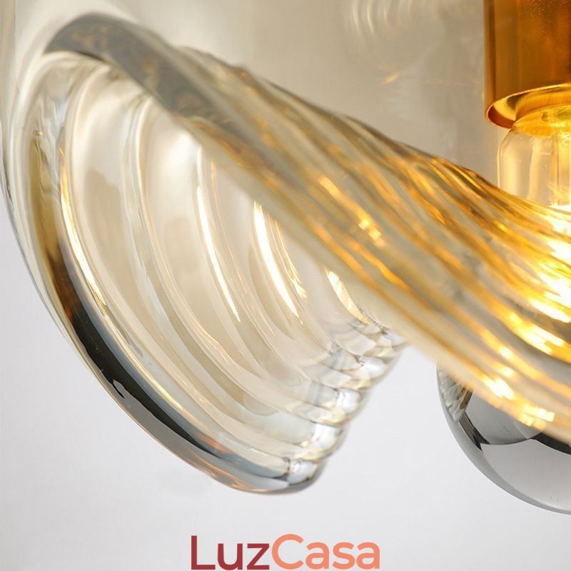 Luminária pendente de vidro Stamen Luminária de teto de ferro forjado minimalista moderna