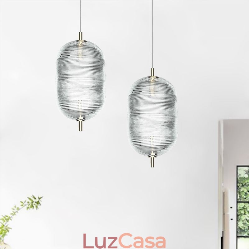 Luz pendente de ondulação de água moderna e minimalista luz de teto de ferro forjado
