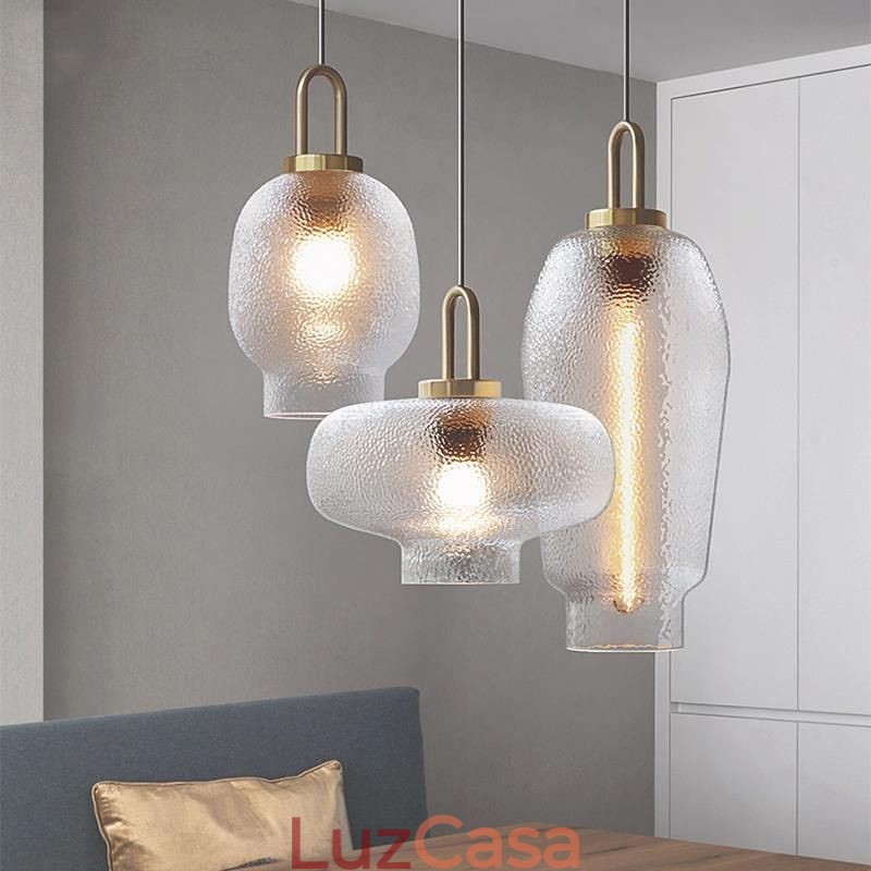 Luminária pendente de vidro fosco, moderna, minimalista, de ferro forjado, para teto