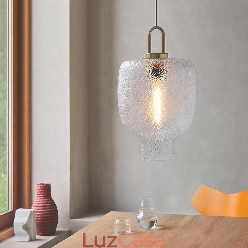 Luminária pendente de vidro fosco, moderna, minimalista, de ferro forjado, para teto