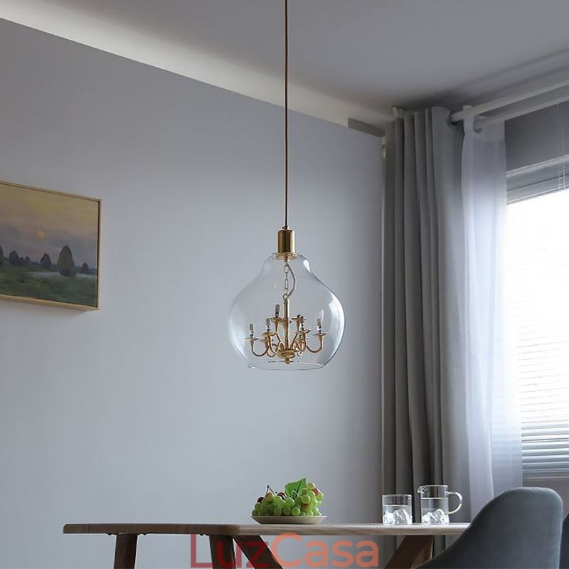 Luminária pendente de vidro moderna minimalista em ferro forjado, 9 luzes