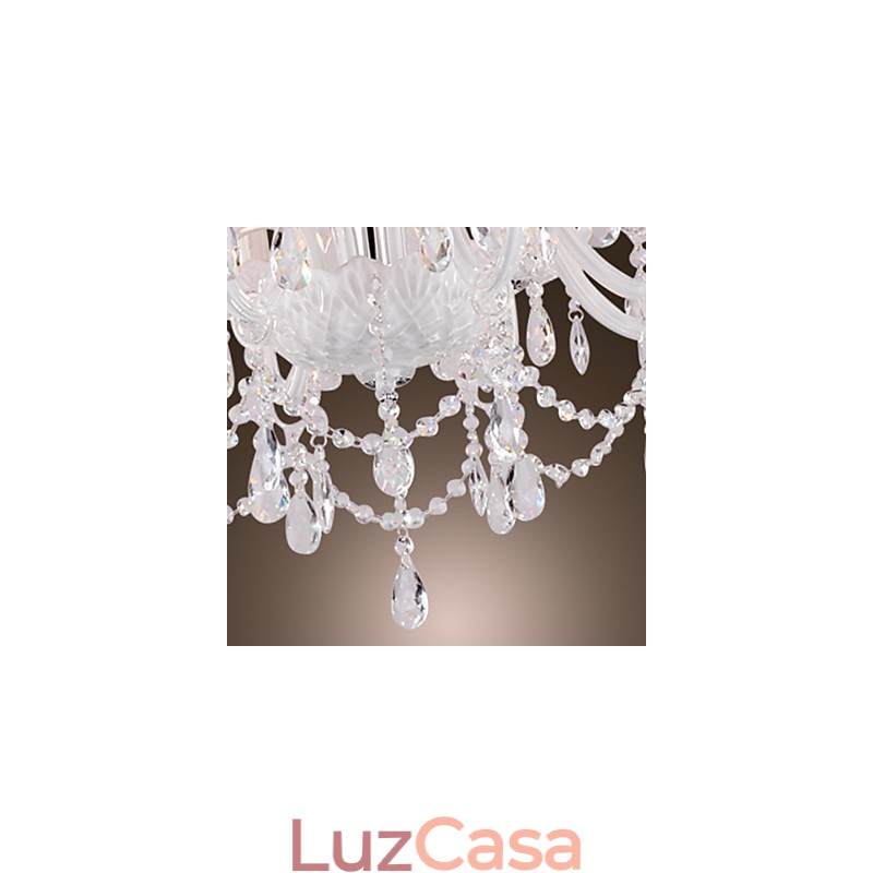 Lustre Cristal Branco Modern Living 8 Luzes