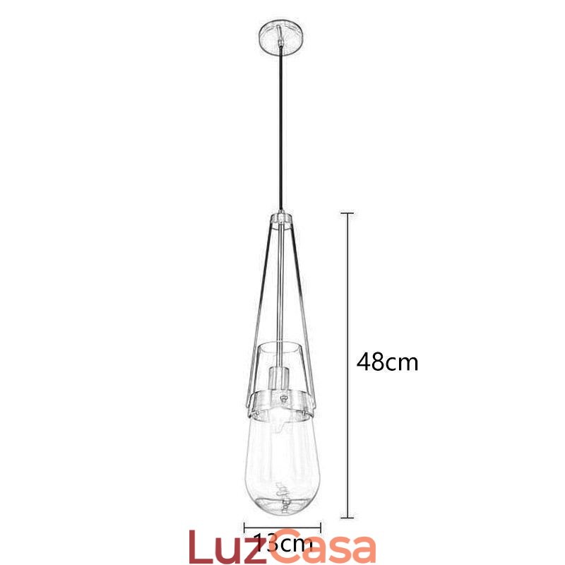 Pendente de vidro gota de água moderno e minimalista em ferro forjado pequeno teto