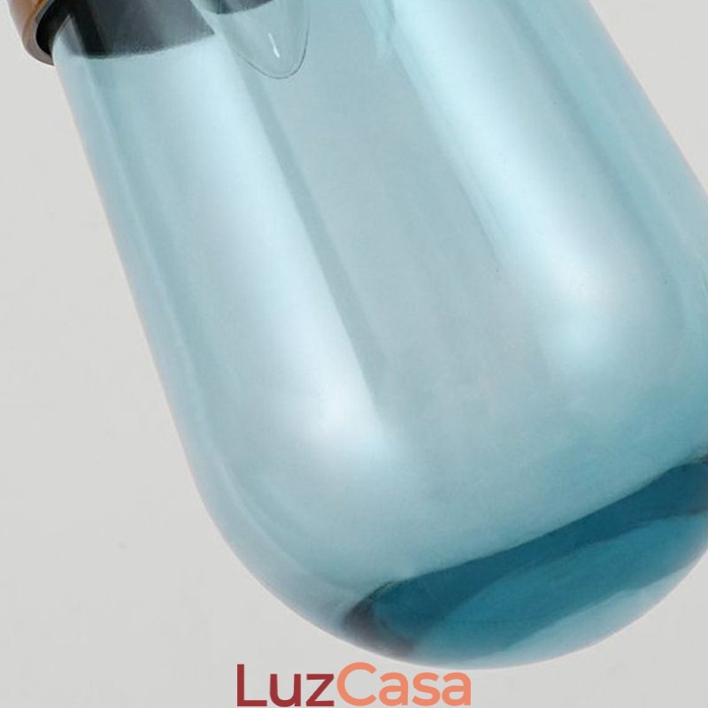 Pendente de vidro gota de água moderno e minimalista em ferro forjado pequeno teto