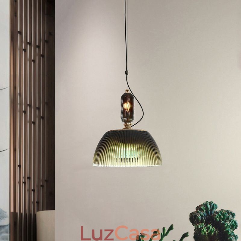 Saia plissada Vidro Pendente Luz Moderna Minimalista Ferro Forjado Pequena Luz de Teto