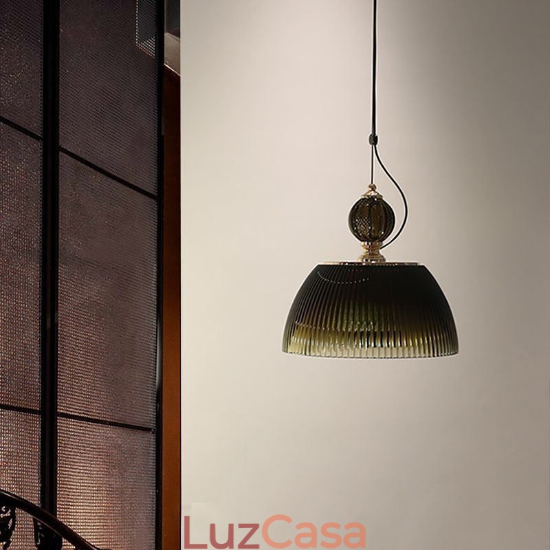Saia plissada Vidro Pendente Luz Moderna Minimalista Ferro Forjado Pequena Luz de Teto