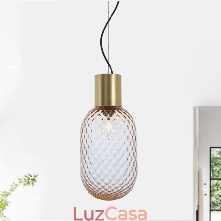 Luminária pendente de vidro com grade moderna de ferro simples luz de teto Luminária pendente de vidro com grade moderna de ferro simples luz de teto
