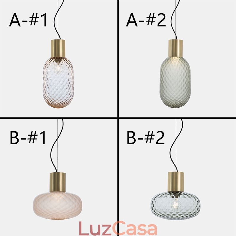 Luminária pendente de vidro com grade moderna de ferro simples luz de teto