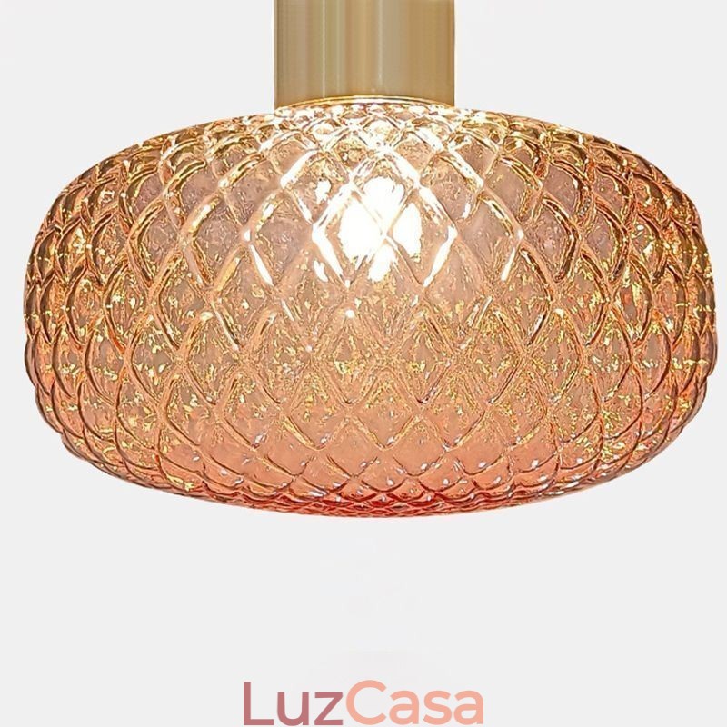 Luminária pendente de vidro com grade moderna de ferro simples luz de teto