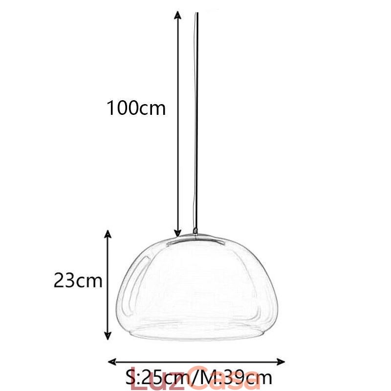 Luminária pendente moderna, simples, de vidro transparente, com luz de teto pudim