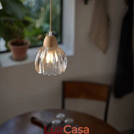 Luminária pendente de vidro estilo pastoral retrô luz de teto de ilha lâmpada decorativa de madeira de borracha Luminária pendente de vidro estilo pastoral retrô luz de teto de ilha lâmpada decorativa de madeira de borracha