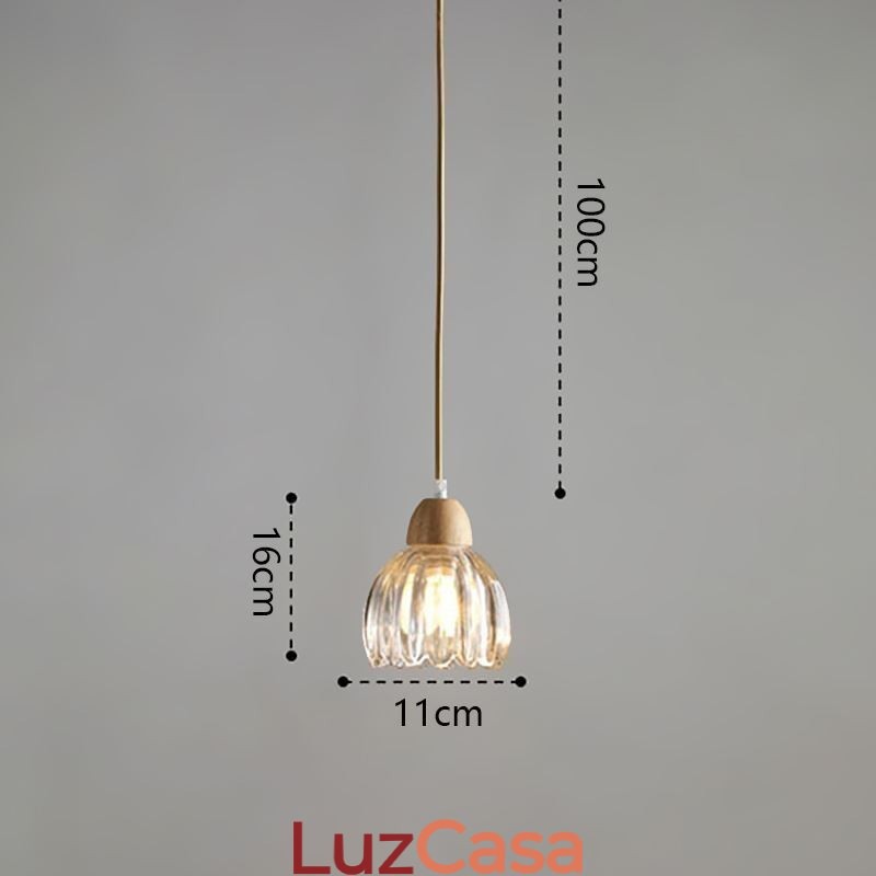 Luminária pendente de vidro estilo pastoral retrô luz de teto de ilha lâmpada decorativa de madeira de borracha