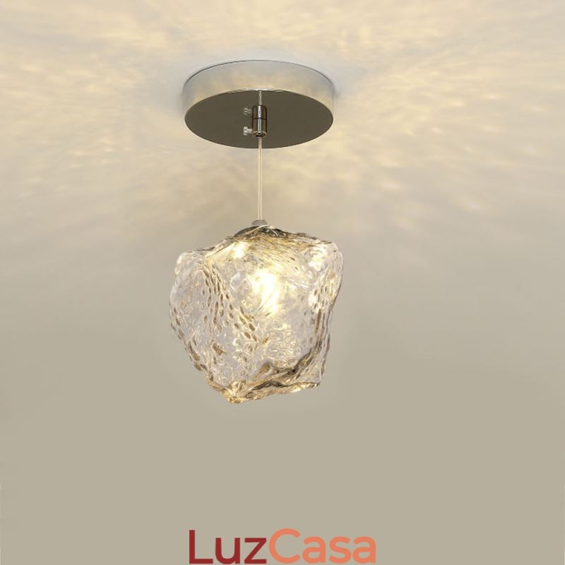 Luminária pendente de vidro, luminária decorativa retrô, abajur em formato de cubo de gelo