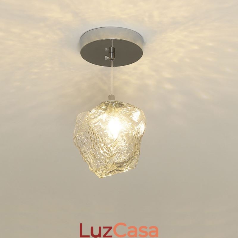 Luminária pendente de vidro, luminária decorativa retrô, abajur em formato de cubo de gelo