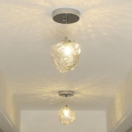 Luminária pendente de vidro, luminária decorativa retrô, abajur em formato de cubo de gelo