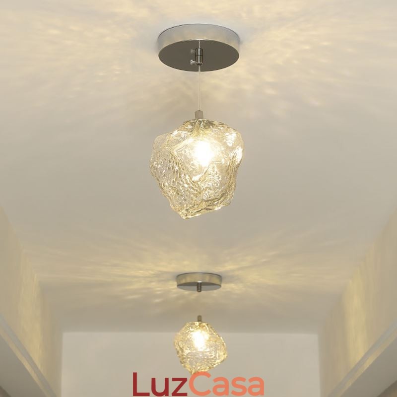 Luminária pendente de vidro, luminária decorativa retrô, abajur em formato de cubo de gelo
