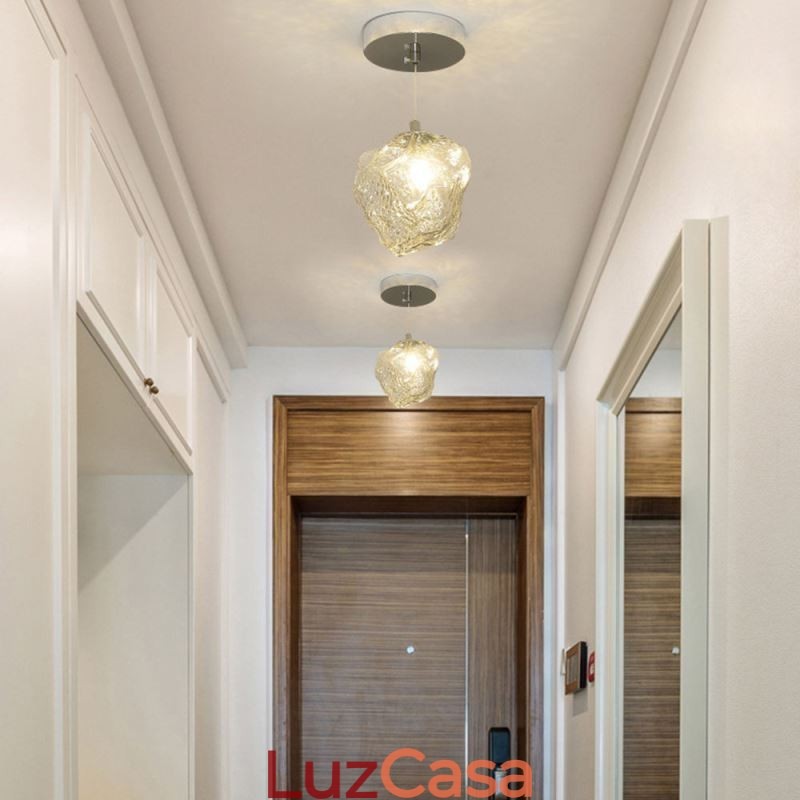 Luminária pendente de vidro, luminária decorativa retrô, abajur em formato de cubo de gelo