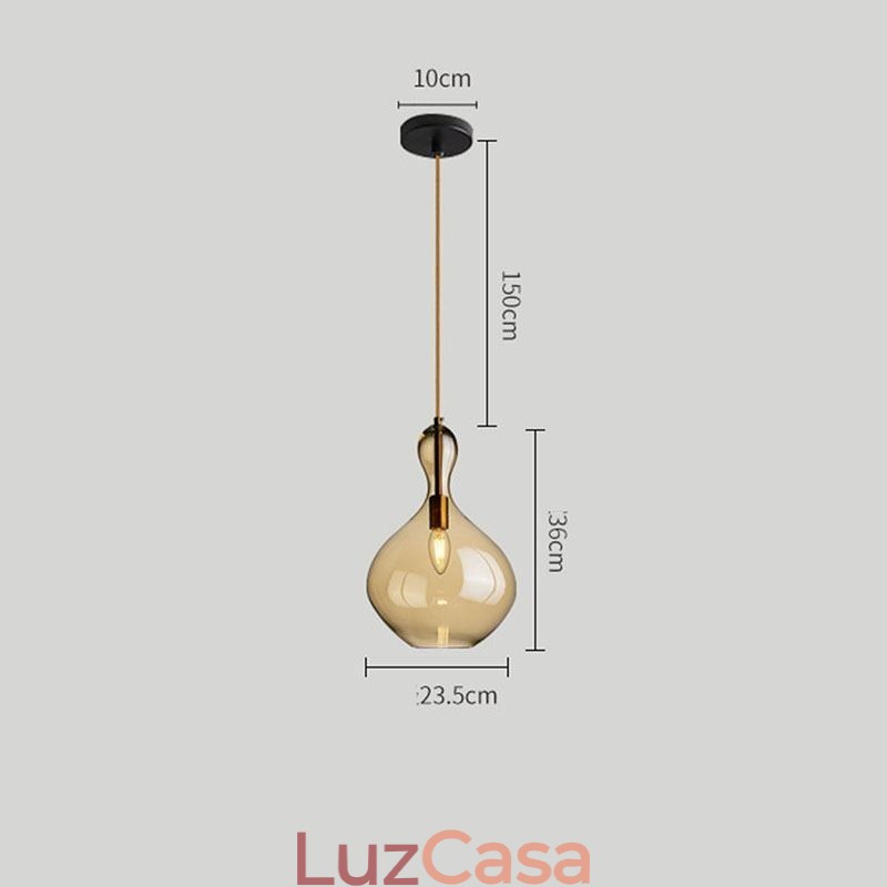 Luminária pendente de vidro nórdico, abajur âmbar, luminária de teto