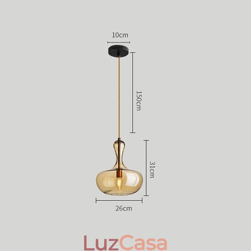 Luminária pendente de vidro nórdico, abajur âmbar, luminária de teto
