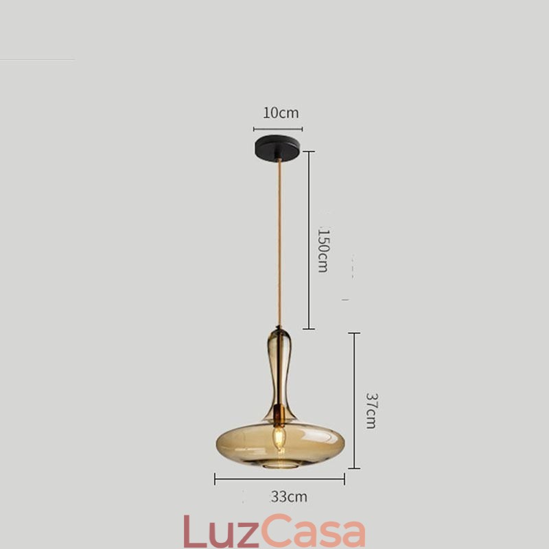 Luminária pendente de vidro nórdico, abajur âmbar, luminária de teto