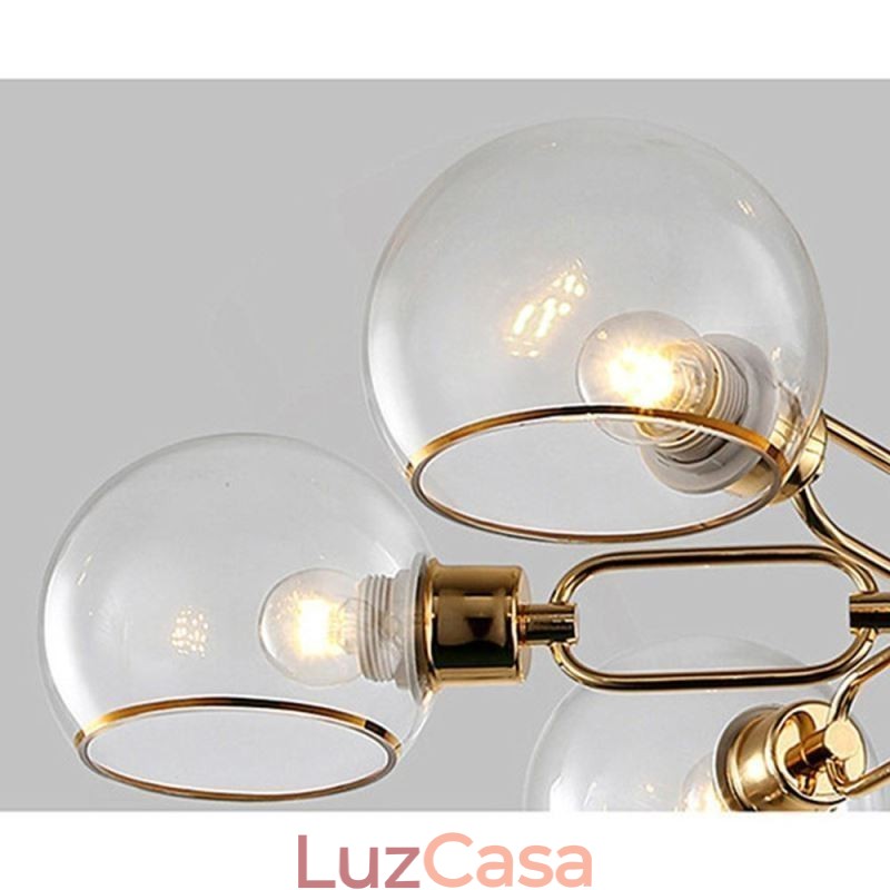 Luminária pendente de vidro moderna e minimalista em ferro forjado