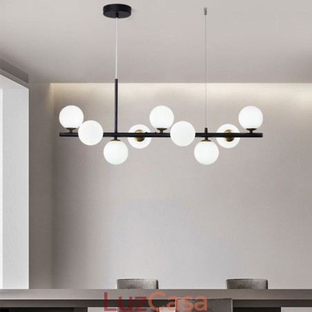 Luminária pendente moderna e simples, luminária de teto de vidro em ferro forjado molecular, com feijões mágicos Luminária pendente moderna e simples, luminária de teto de vidro em ferro forjado molecular, com feijões mágicos