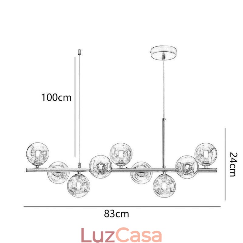 Luminária pendente moderna e simples, luminária de teto de vidro em ferro forjado molecular, com feijões mágicos