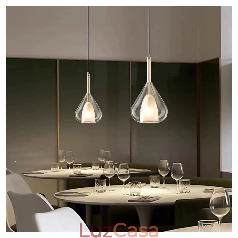 Pendente moderno minimalista luzes de teto de vidro duplo