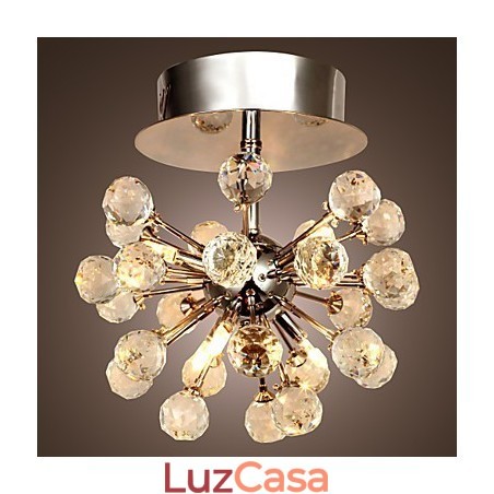 Lustre moderno contemporâneo de cristal estilo mini metal cromado montagem embutida Lustre moderno contemporâneo de cristal estilo mini metal cromado montagem embutida