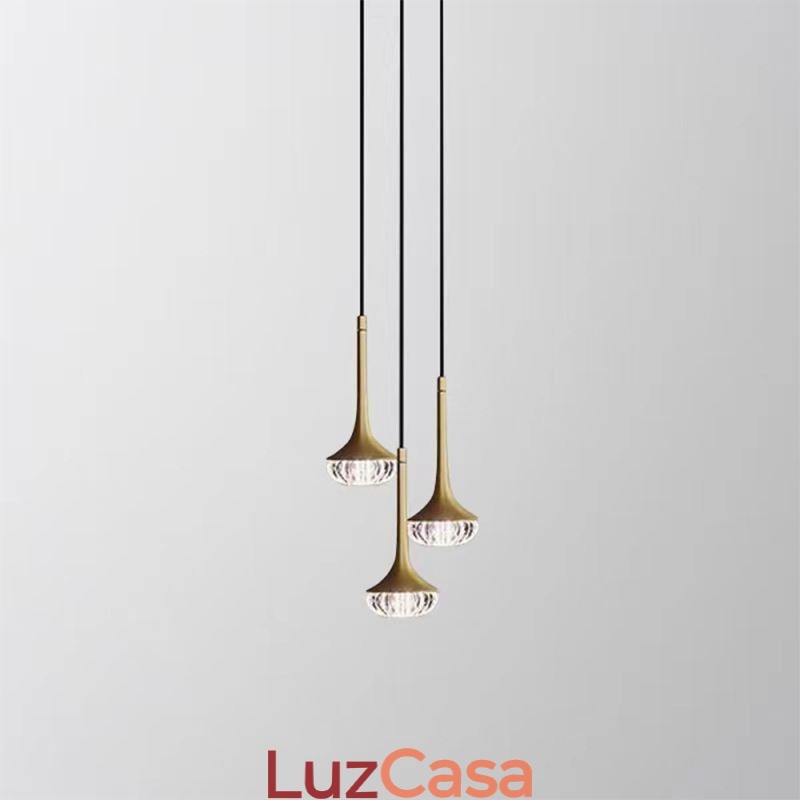 Luminária pendente de vidro moderna Luminária de teto de vidro em ferro forjado