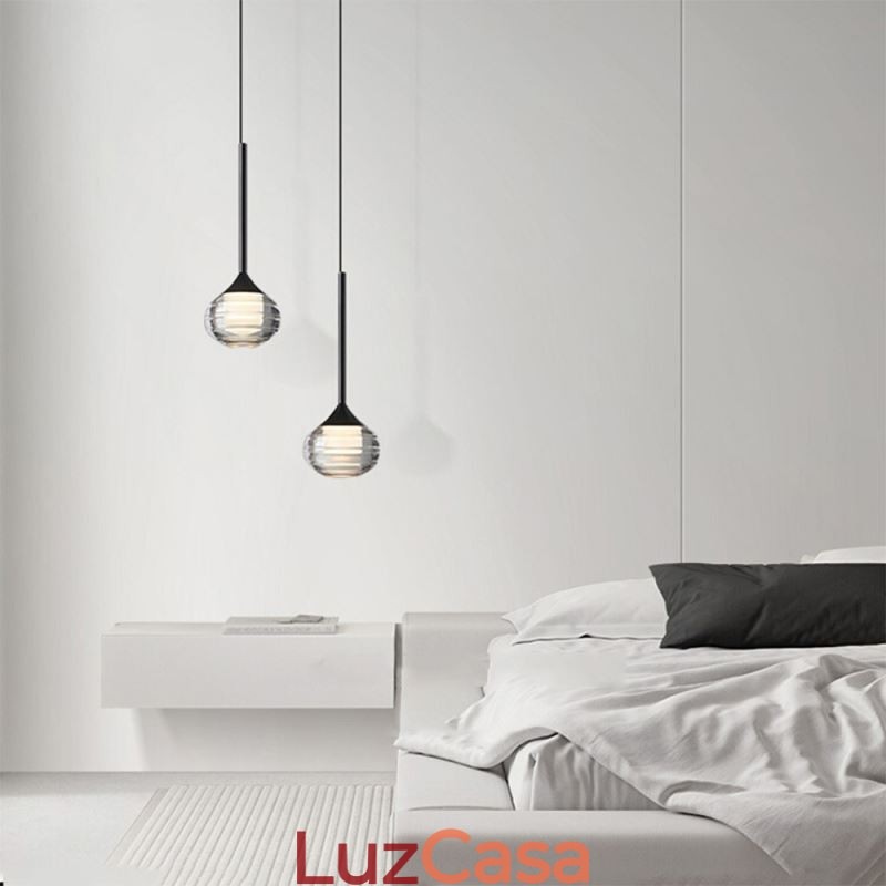 Simples Vidro Pendente Luzes de Teto Decorativas Pretas