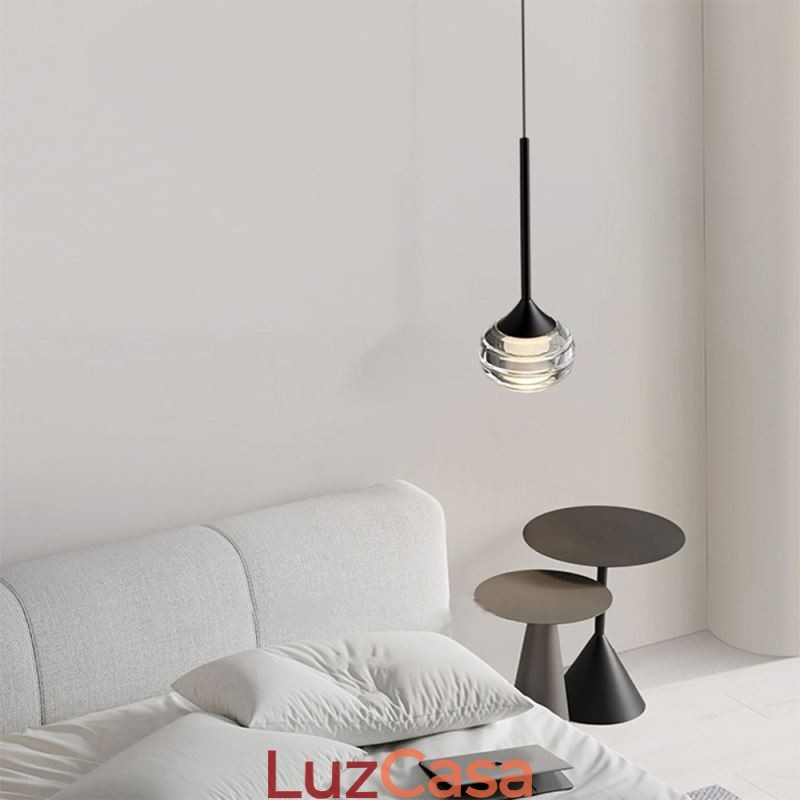Simples Vidro Pendente Luzes de Teto Decorativas Pretas