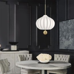 Luminária pendente moderna de vidro branco em formato de bola, luminária de teto minimalista