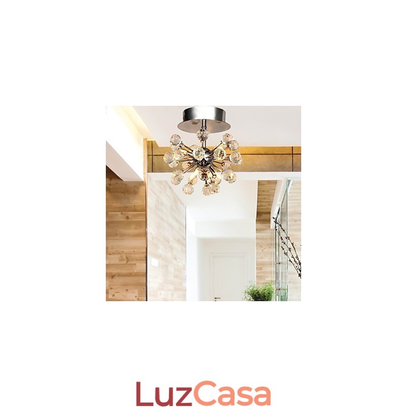 Lustre moderno contemporâneo de cristal estilo mini metal cromado montagem embutida