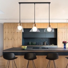 Luminária pendente simples e moderna, vidro permeável à água, 3 luzes de teto, abajur de cabeceira
