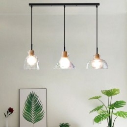 Luminária pendente simples e moderna, vidro permeável à água, 3 luzes de teto, abajur de cabeceira