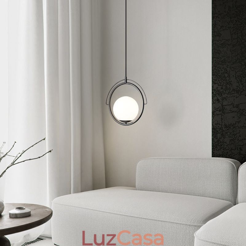 Luminária pendente de bola de vidro para decoração de casa