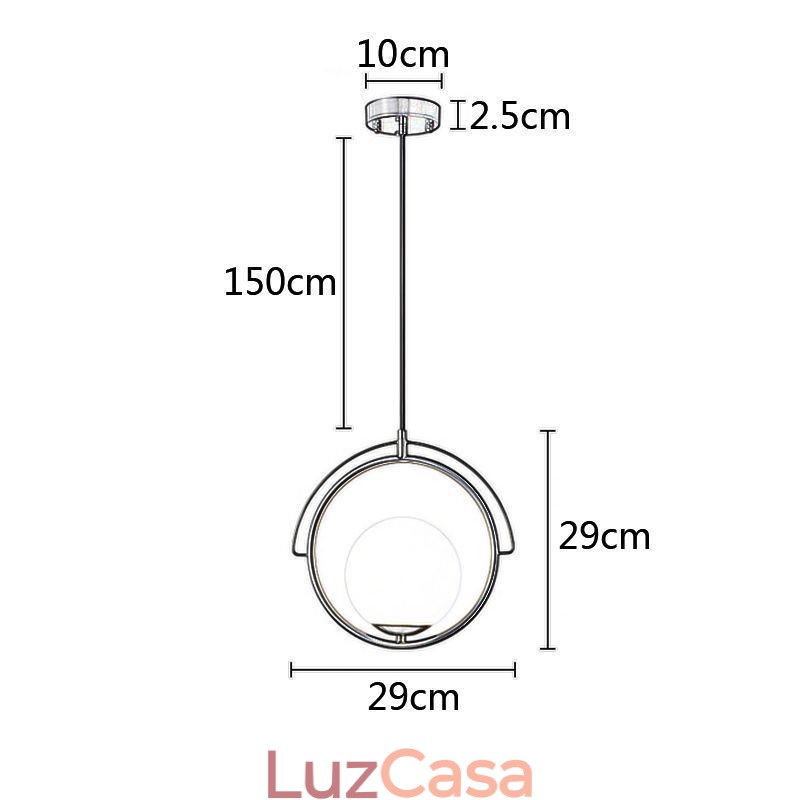 Luminária pendente de bola de vidro para decoração de casa