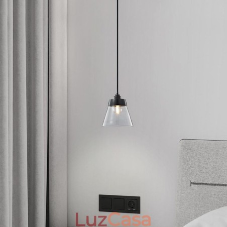 Luminária pendente de vidro moderna, iluminação pendente única com cúpula de vidro transparente Luminária pendente de vidro moderna, iluminação pendente única com cúpula de vidro transparente