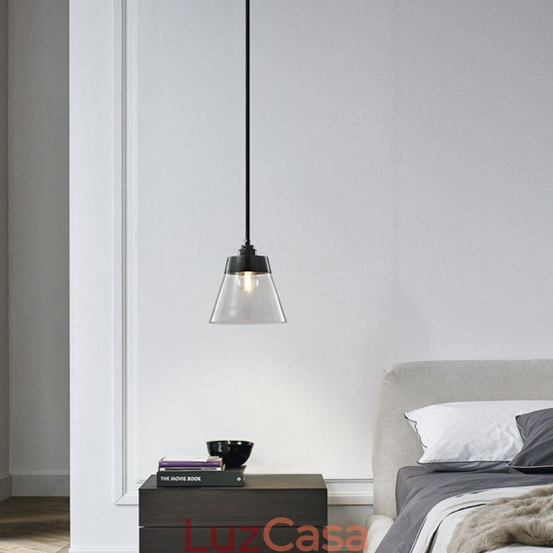 Luminária pendente de vidro moderna, iluminação pendente única com cúpula de vidro transparente