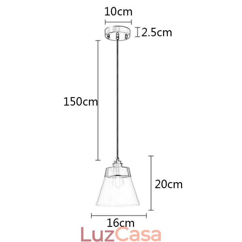 Luminária pendente de vidro moderna, iluminação pendente única com cúpula de vidro transparente