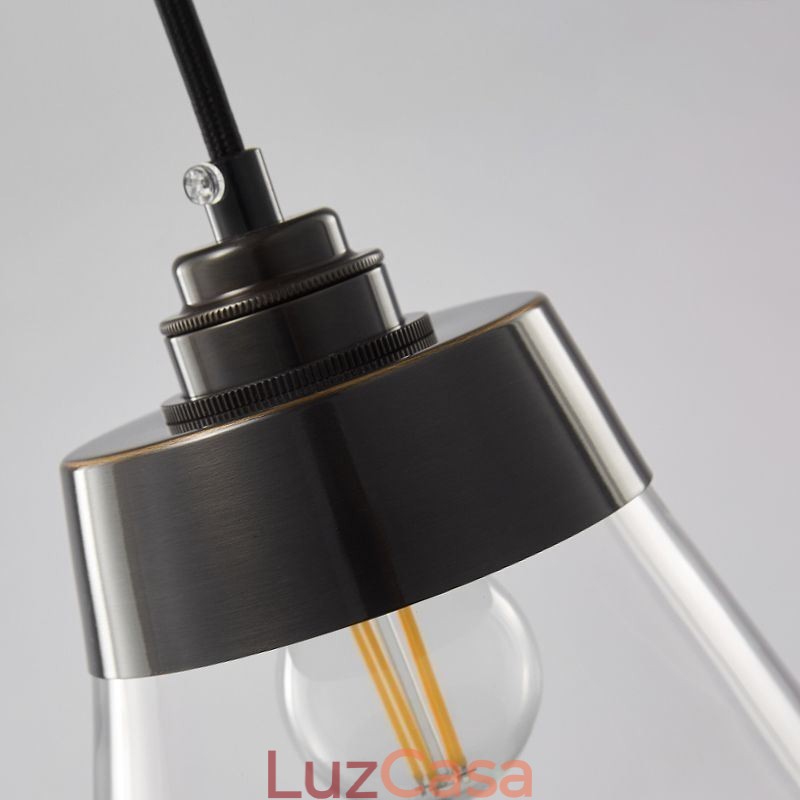 Luminária pendente de vidro moderna, iluminação pendente única com cúpula de vidro transparente