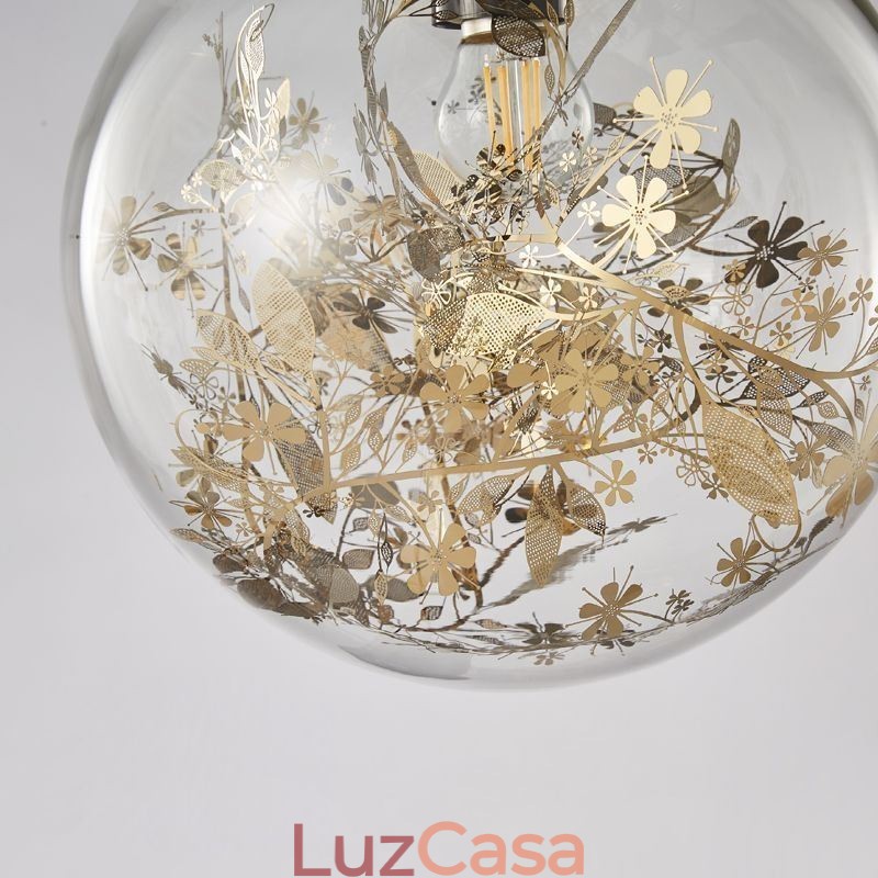 Bola de vidro pingente luz folhas natal pendurado iluminação