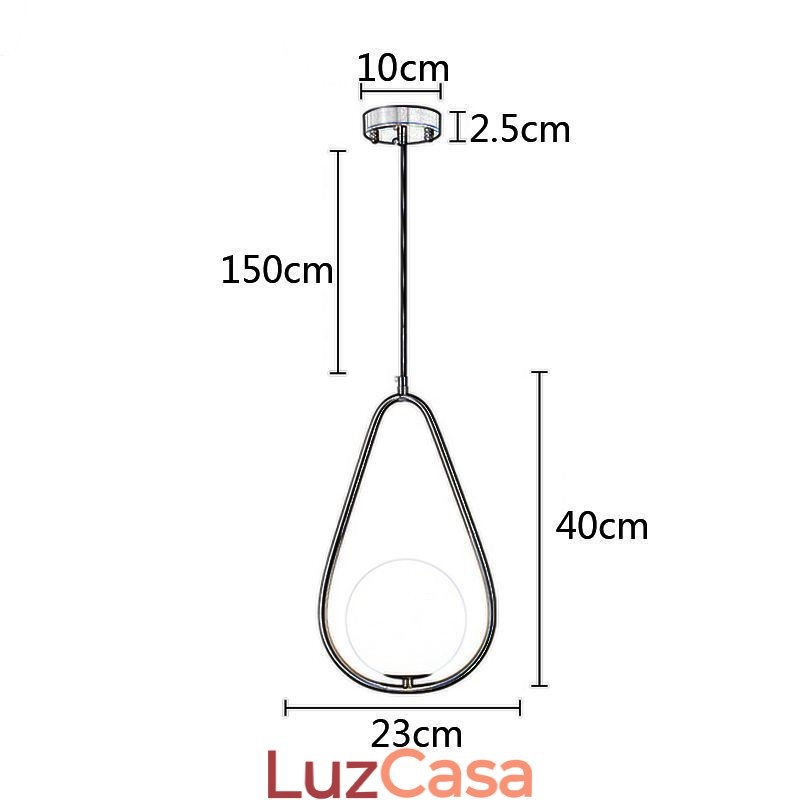Luminária pendente moderna globo de vidro gota d'água