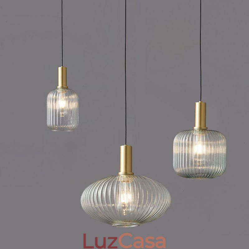 Luminária pendente moderna, uma luz, ilha de iluminação pendente de vidro