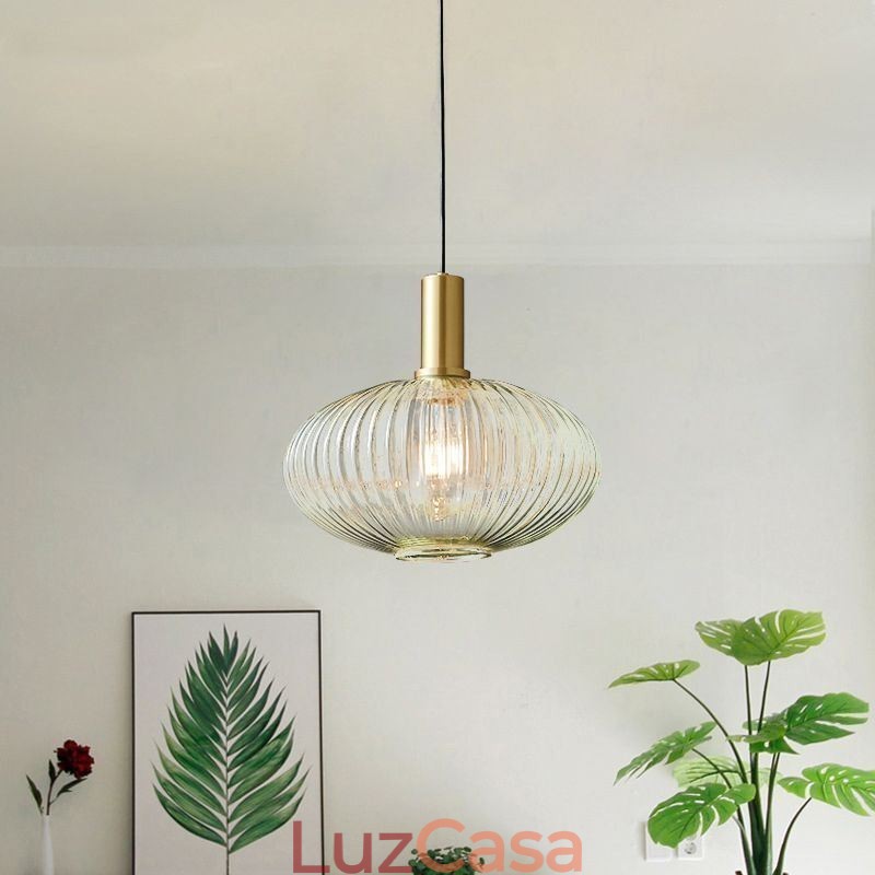 Luminária pendente moderna, uma luz, ilha de iluminação pendente de vidro