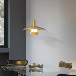 Luminária pendente de ouro escovado com cabeça única